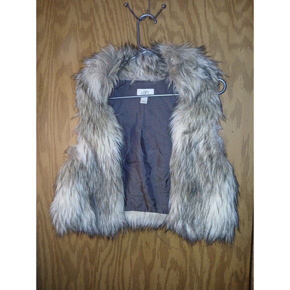Ann Taylor Loft Vest Faux Fur Women's Size Medium Lined 24×15 - Picture 1 of 11